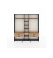 Arges Gardrop 10 Raflı 4 Çekmeceli 2 Askılı 220x30x243 Antrasit-Çam