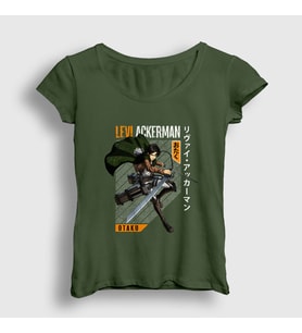 Presmono Kadın Haki Levi Fan Anime Attack On Titan T-Shirt 125689tt (Haki)