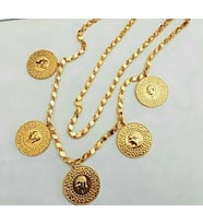 Altın Kaplama Arpa Zincirli 5 I 1 Yerde Yarım Kadın Kolye