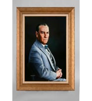 Altın Varaklı Paspartulu Çerçeveli Atatürk Tablo sd376