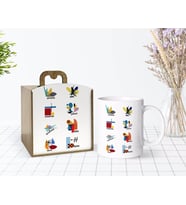 BK Gift Ahşap Kutuda Ressamlar Sanat Tarihi Tasarımlı Beyaz Kupa Bardak-1