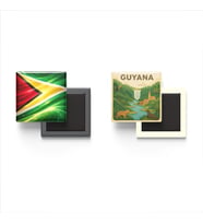 Buzdolap Magnetleri - Guyana Bayrağı ve Paper Cut Tema - 2'li Set Magneti