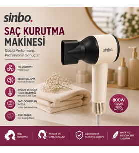 Sinbo Saç Kurutma Makinesi - Pembe Renk - 3 Kademeli Hız ve Sıcaklık