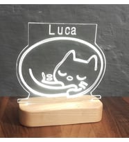 Kişiye Özel Led Lamba Uyuyan Kedi