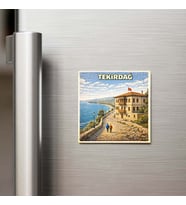 Tekirdağ Şehri - Pop-Art Travel - 9x9 cm Buzdolap Magneti