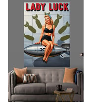 Lady Luck Pin-Up Afiş Dekoratif Kanvas - Mdf Ahşap Tablo