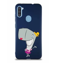 Samsung Galaxy A11 Soft Premier Kapak Pearl Yengeç Tasarımlı Silikon Kılıf - Lacivert (Şeffaf)