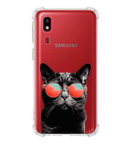 PrintiFy Samsung Galaxy A2 Core Uyumlu Kedi 3 Baskılı Şeffaf Köşe Korumalı Antişok Kılıf