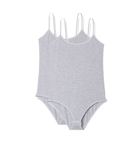 2 Adet İp Askılı Kadın Çıtçıtlı Body Gri