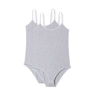 2 Adet İp Askılı Kadın Çıtçıtlı Body Gri