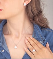 925 Ayar Gümüş Pırlanta Modeli Kare Takı Seti