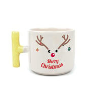 Merry Christmas Geyik Baskılı Sarı Kulplu T Yılbaşı Kupası