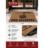 Valerine Life Market Gross Coco Hoş Geldiniz işyeri Koko Kapı Önü Paspası 50x90cm Kişiye Firmaya Öze