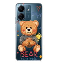 Xiaomi Redmi 13C Uyumlu Happy Bear Tasarımlı Şeffaf Telefon Kılıfı