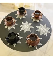 6'lı Dantel Kahve Sunumluğu 15x15 cm Asorti Desenli Çeyizlik Sunumluk