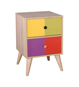 Adore Mobilya Rainbow 2 Çekmeceli Komodin-Sonoma-Renkli 44x66x44 cm (GxYxD)