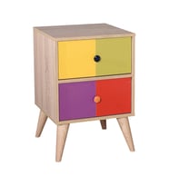 Adore Mobilya Rainbow 2 Çekmeceli Komodin-Sonoma-Renkli 44x66x44 cm (GxYxD)