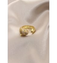 Yeni Sezon Gold Renk Taşlı Yeşil Gözlü Kaplan Yüzük (Çok Renkli)