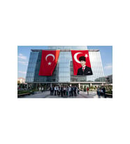 Ay Yıldız Kalpaklı Atatürk Portresi Bayrak ve Türk Bayrağı Premium Raşel Kumaş 2'li Set 10x15 metre ATA43