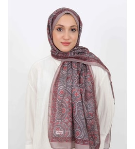 Luissa Soft Şal Etnik Desen Vizon Bordo