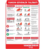 YANGIN GÜVENLİK TALİMATI İŞ GÜVENLİĞİ UYARI LEVHASI 1 ADET PVC 21 X 29CM