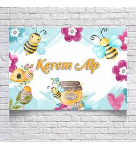 Arı ve Bal Temalı Doğum Günü Afişi