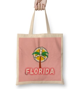 Florida Love Vintage Retro Rainbow Bez Çanta Uzun Saplı