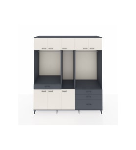 Kronos Dolap 8 Raflı 4 Çekmeceli 3 Askılı 220x59x243 Antrasit-Aytaşı/Antrasit