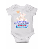 Öğretmenler Günün Kutlu Olsun Anneciğim Baskılı Çıt Çıtlı Body Zıbın