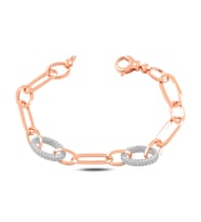 BARIŞ TAKI 925 Ayar Gümüş Rose Oval Beyaz Taşlı Hallow Bileklik