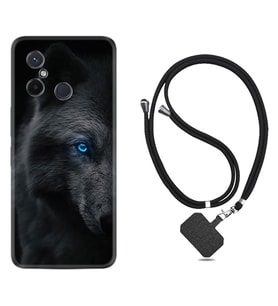 Xiaomi Redmi 12C Kılıf Resimli Boyun Askılı İpli Desenli Silikon Series Dark Wolfs 1834
