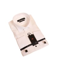 Krem Ekstra Uzun Kol 8 Drop Damatlık Ata Yaka Kol Düğmeli Slim Fit Smokin Gömlek - 014