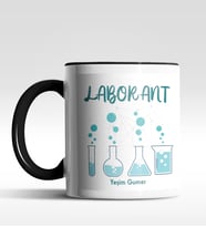 Kişiye Özel Laborant 3 Tasarımlı Siyah Kupa (Siyah - Beyaz)