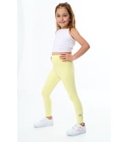 Toontoy Kız Çocuk Paçası Çiçek Baskılı Tayt (Açık Sarı)