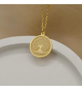 Kişiye Özel 925 Ayar Gümüş Tasarım Hayat Ağacı Kolye (Gold)