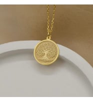 Kişiye Özel 925 Ayar Gümüş Tasarım Hayat Ağacı Kolye (Gold)