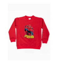 Spiderman baskılı örümcek adam pamuklu kumaş çocuk sweatshirt (Kırmızı)