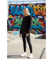 Kadın Bisiklet Yaka Düşük Kol Nakışlı Örme Sweatshirt Fonksiyonel Dayanıklı Kaliteli Rahat