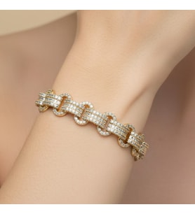 STİL İNCİSİ/XUPING JEWELRY HALAT MODEL ZİRKON TAŞLI BİLEKLİK (Altın Rengi)