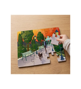 Parkta Köpek Gezdiren Adam Tasarımlı 24 Parça Ahşap Çocuk Puzzle MPK0222