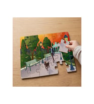 Parkta Köpek Gezdiren Adam Tasarımlı 24 Parça Ahşap Çocuk Puzzle MPK0222