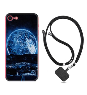 Apple iPhone 5 6 7 8 Plus Se XR Kılıf Boyun Askılı Silikon Mavi Gece 1605