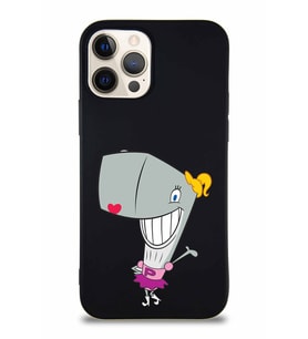 Apple iPhone 12 Pro Soft Premier Kapak Pearl Yengeç Tasarımlı Silikon Kılıf - Siyah (Şeffaf)