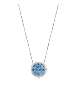 EMILIANO JEWELLERY Zirkon Taşlı Pırlanta Montür Gümüş Altın Kaplama Yuvarlak Gümüş Kolye