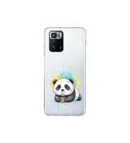 Poco X3 GT ile Uyumlu Splash Panda Tasarımlı Şeffaf Silikon Kılıf