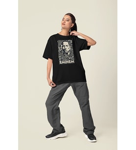 Eminem Rapper Baskılı Unisex Baskılı Tişört, Oversize Rap Tişört