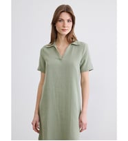 LCW Comfort Yeşil Polo Yaka Yırtmaçlı Elbise
