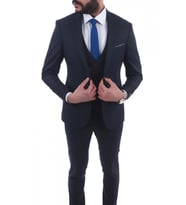 Jan Carlucci Slimfit Yelekli Drop 6 Takım (Koyu Lacivert)