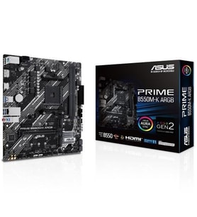ASUS PRIME B550M-K ARGB DDR4 M2 PCIe NVME HDMI DVI PCIe 16X v4.0 AM4 mATX