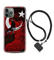 Apple iPhone 11 12 13 14 Pro Max Kılıf Boyun Askılı Silikon Wolf and Moon 2 1381